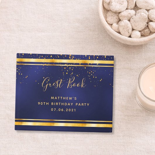 90. Geburtstagsparty dunkelblaue Goldkonfetti Gästebuch