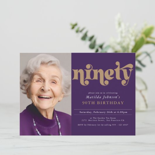 90. Geburtstagsparty Einladung (Stehend Vorderseite)