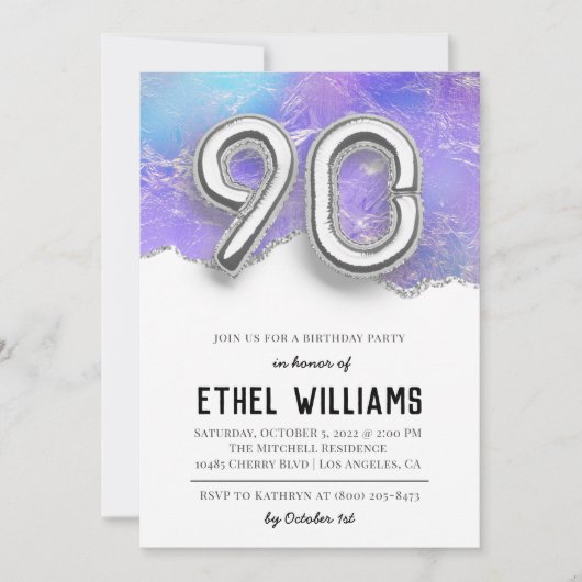 90. Geburtstagsparty Einladung (Vorderseite)