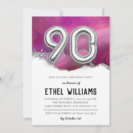 90. Geburtstagsparty Einladung (Vorderseite)