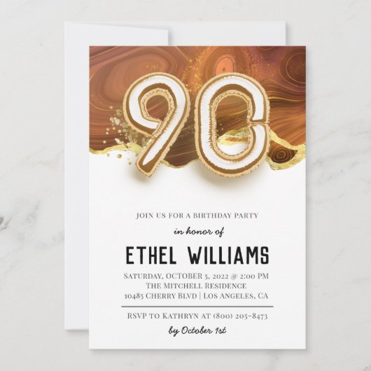 90. Geburtstagsparty Einladung (Vorderseite)