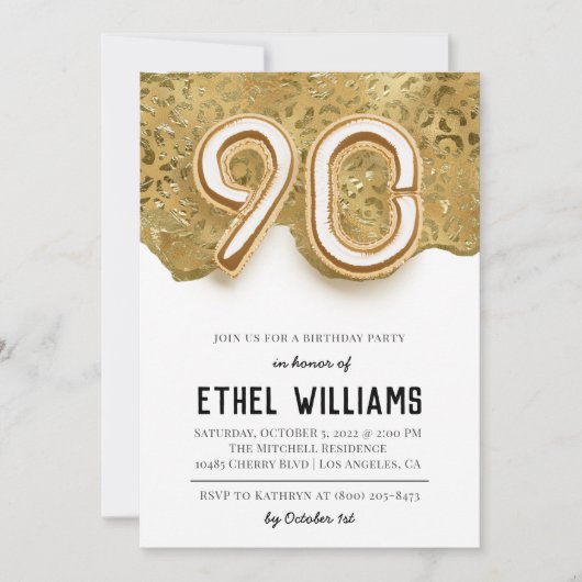 90. Geburtstagsparty Einladung (Vorderseite)