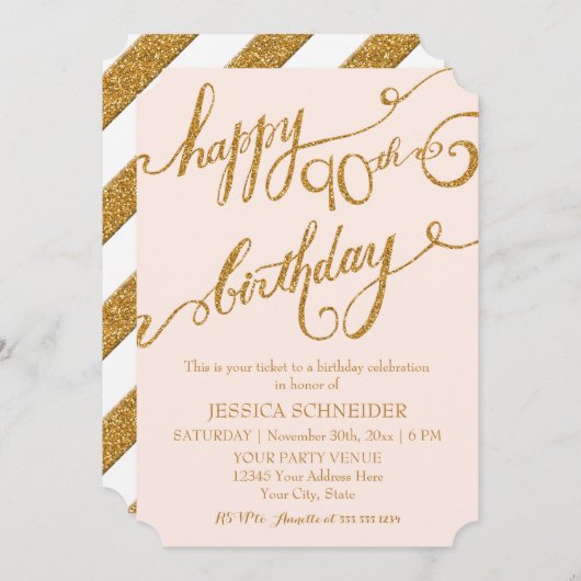 90. Geburtstagsparty Einladung (Vorne/Hinten)