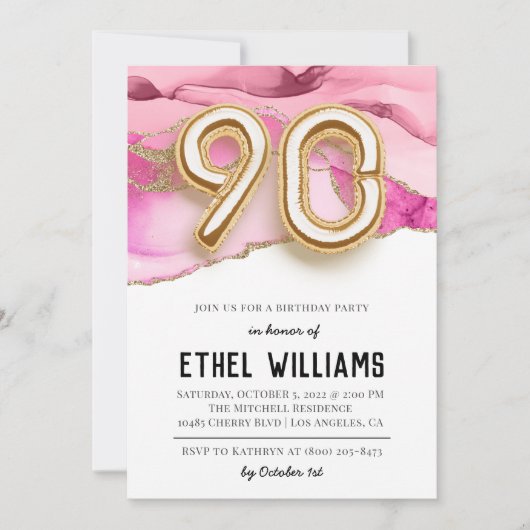 90. Geburtstagsparty Einladung (Vorderseite)