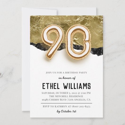 90. Geburtstagsparty Einladung (Vorderseite)