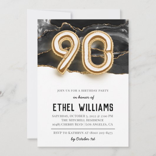 90. Geburtstagsparty Einladung (Vorderseite)