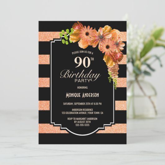 90. Geburtstagsparty Einladung (Stehend Vorderseite)
