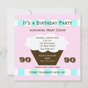 90. Geburtstagsparty Einladung 90 Cupcake