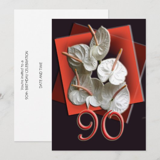 90. Geburtstagsparty Einladung - Antherien (Vorne/Hinten)