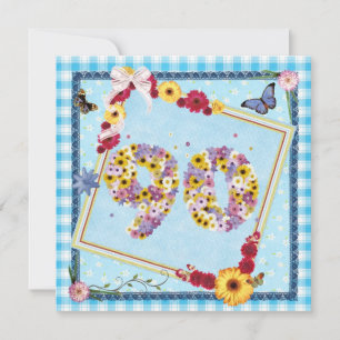 90. Geburtstagsparty Einladung Blume, Schmetterlin