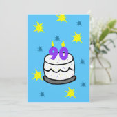 90. Geburtstagsparty Einladung Cake & 90 Candle (Stehend Vorderseite)