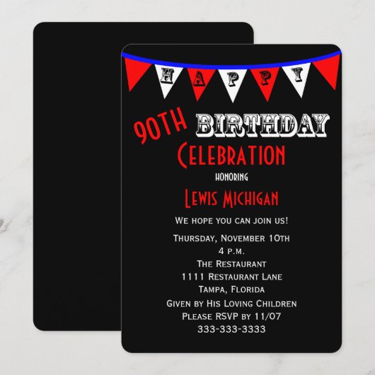 90. Geburtstagsparty Einladung Jagd (Vorne/Hinten)