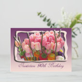 90. Geburtstagsparty Einladung - Tulips (Stehend Vorderseite)