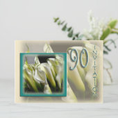 90. Geburtstagsparty Einladung - White Callas (Stehend Vorderseite)