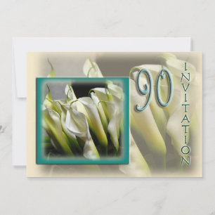 90. Geburtstagsparty Einladung - White Callas