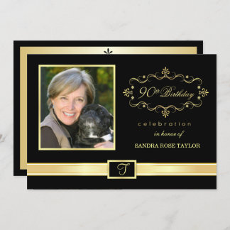 90. Geburtstagsparty Einladungen mit Foto