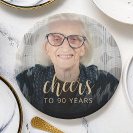 90. Geburtstagsparty Foto Cheers Pappteller