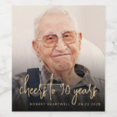 90. Geburtstagsparty Foto Cheers Weinetikett (Einzelnes Label)