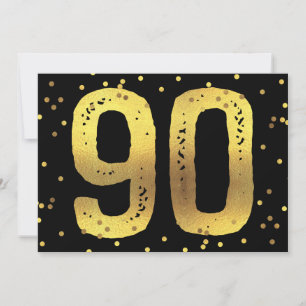 90. Geburtstagsparty Imitats Gold Foil Confetti Bl Einladung