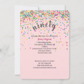 90. Geburtstagsparty Konfetti Einladung (Vorderseite)