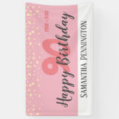 90. Geburtstagsparty mit Confetti Pink Banner (Vertikal)