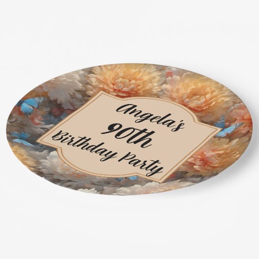 90. Geburtstagsparty Pappteller (Schrägansicht)