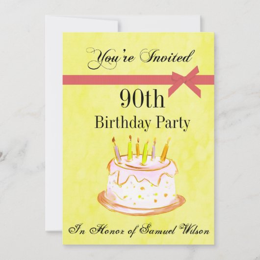 90. Geburtstagsparty Personalisierte Einladung (Vorderseite)