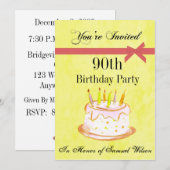 90. Geburtstagsparty Personalisierte Einladung (Vorne/Hinten)