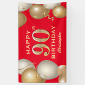 90. Geburtstagsparty Rot und Gold Ballons Banner (Vertikal)