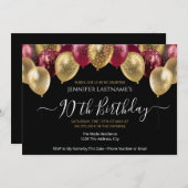 90. Geburtstagsparty Rot und Gold Einladung (Vorne/Hinten)