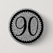 90. Geburtstagsparty Silver Glitzer Classic Button (Vorderseite)