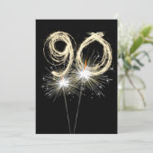 90. Geburtstagsparty Sparkler Einladung (Stehend Vorderseite)