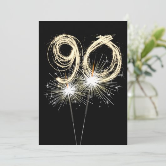 90. Geburtstagsparty Sparkler Einladung (Stehend Vorderseite)