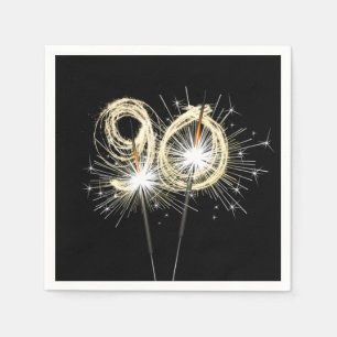 90. Geburtstagsparty Sparklers auf Black Serviette