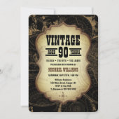 90. Geburtstagsparty Vintages Thema Weltkarte Einladung (Vorderseite)