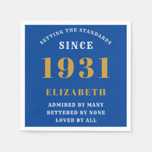 90. Geburtstagsstandards Geboren 1931 Blue Gold Serviette