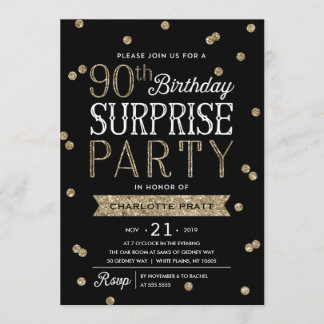 90. Glitzer Confetti Überraschung Party Einladung