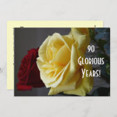 90 GloriousYears! - Geburtstag/gelbe Rose (mit Einladung (Vorne/Hinten)