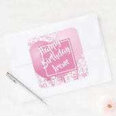 90. Glückwunsch zum Geburtstag - 90 rosa Zahlenmus Quadratischer Aufkleber (Umschlag)