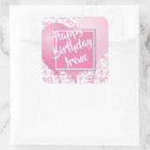 90. Glückwunsch zum Geburtstag - 90 rosa Zahlenmus Quadratischer Aufkleber (Tasche)