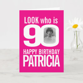 90. Glückwunsch zum Geburtstag Foto pink weiß Karte