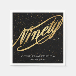 90. Gold Black Confetti Calligraphy Classy Serviette