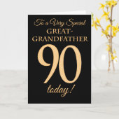 90. Gold-Effekt Schwarz, Urgroßvater Geburtstag Karte (Gelbe Blume)