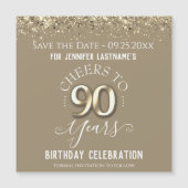 90. Gold Geburtstag Speichern Sie das Date Magnet (Vorderseite)