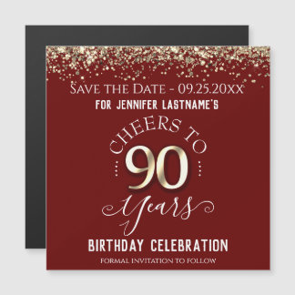 90. Gold Geburtstag Speichern Sie das Date Magnet
