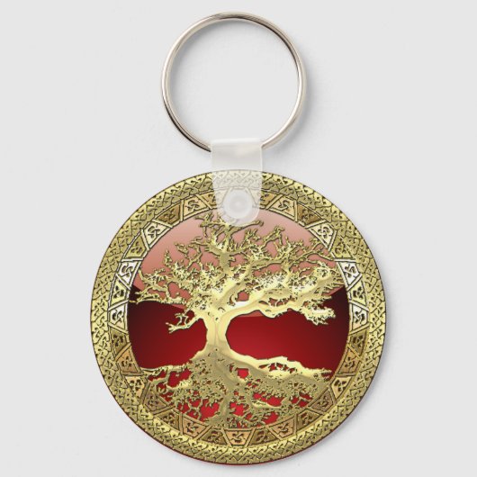 [90] Golden Celtic Tree of Life [3D] Schlüsselanhänger (Vorderseite)