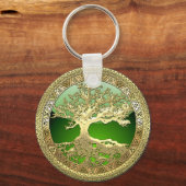 [90] Golden Celtic Tree of Life [3D] Schlüsselanhänger (Vorderseite)