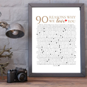 90 Gründe, warum wir dich lieben 70. 75. Geburtsta Poster