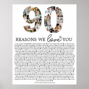 90 Gründe, warum wir dich lieben Foto-Collage-Gesc Poster