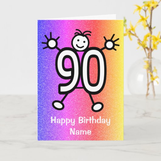 90. Happy Birthday Card Karte (Gelbe Blume)